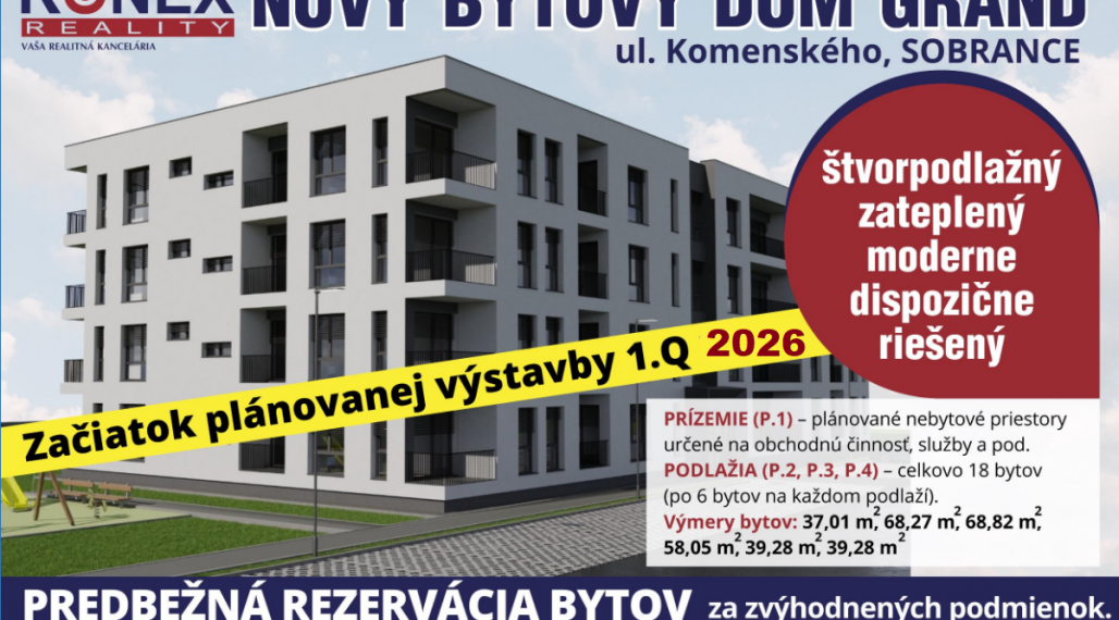 NA PREDAJ – NOVÉ BYTY V NOVOSTAVBE – Sobrance