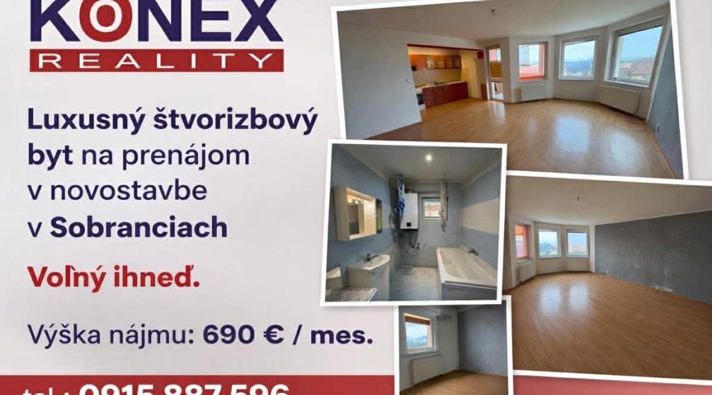 ID-3278 PRENÁJOM Priestranného 4-izbového bytu SOBRANCE