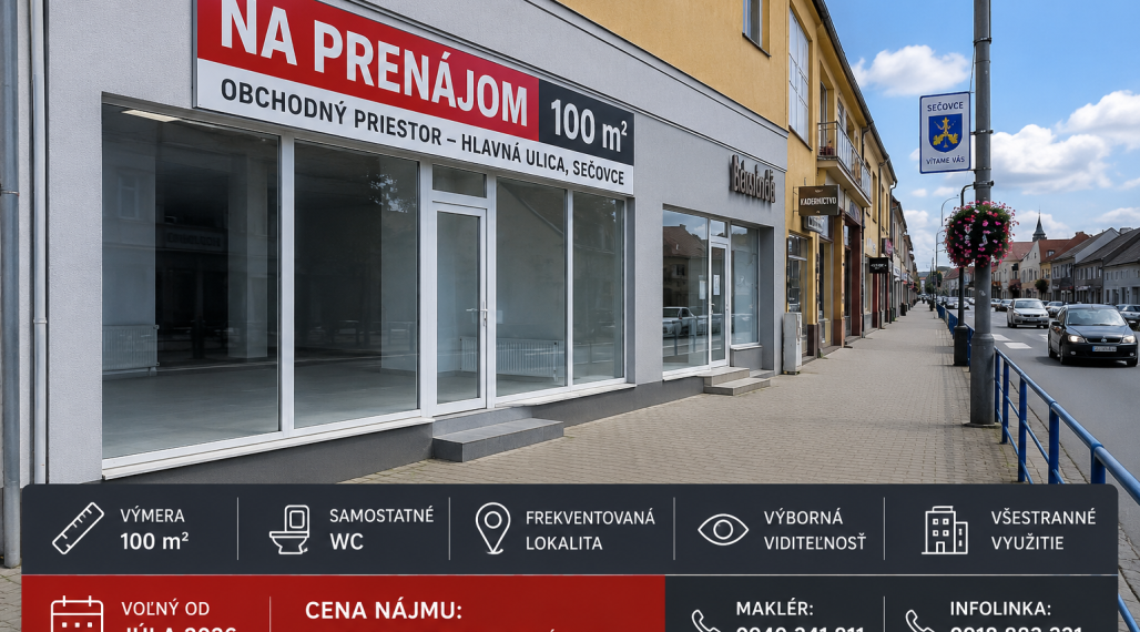 ID-4332 PRENÁJOM OBCHODNÉHO PRIESTORU – SEČOVCE, HLAVNÁ ULICA