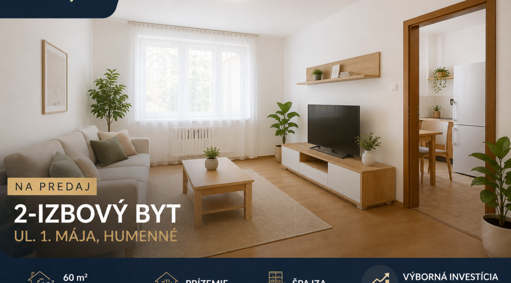 ID-4464 Na predaj priestranný 2-izbový byt v Humennom – ulica 1. mája