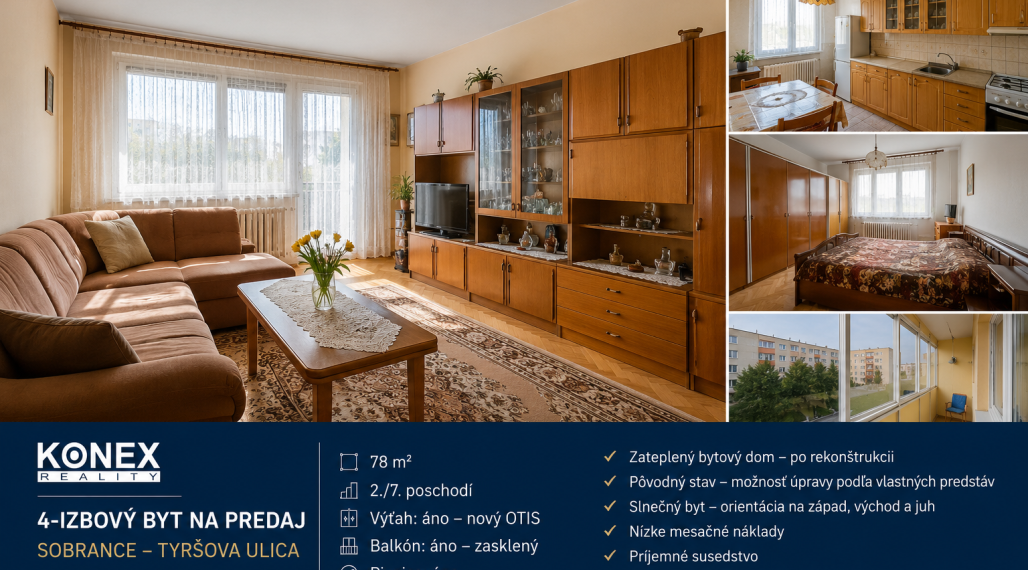 ID-4499 NA PREDAJ 4-izbový byt v Sobranciach – Tyršová ulica