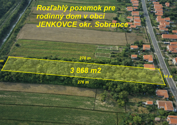 ID-3454 NA PREDAJ Rozľahlý pozemok (3868 m2) JENKOVCE