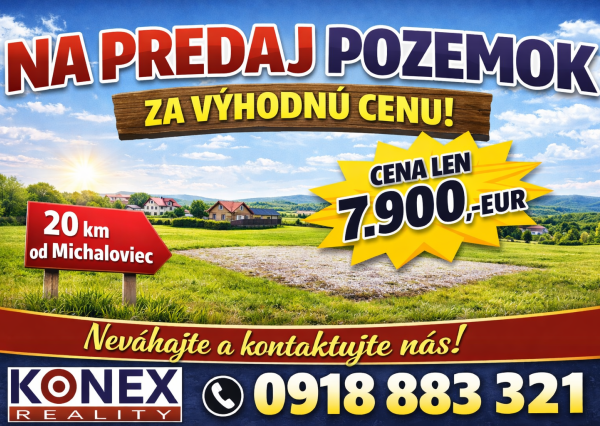 ID-3616 POZEMOK pri Michalovciach ZA VÝHODNÚ CENU!