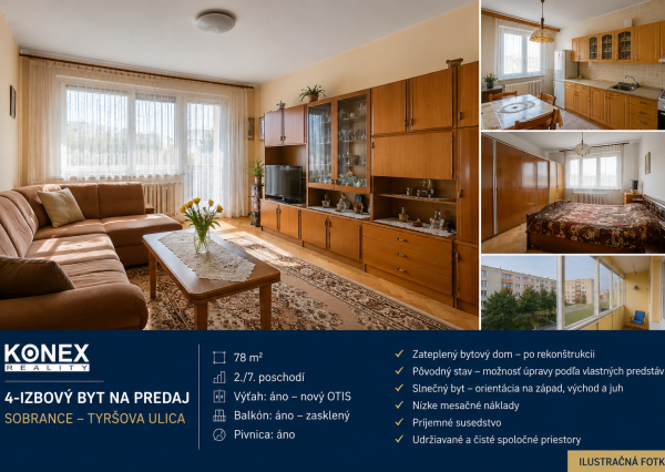 ID-4499 NA PREDAJ 4-izbový byt v Sobranciach – Tyršová ulica