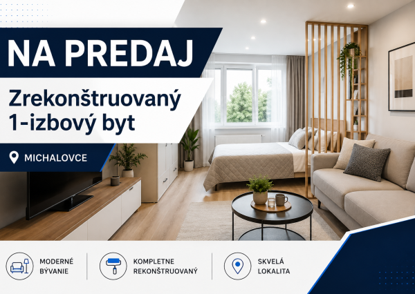 ID-4566 Zrekonštruovaný 1-izbový byt vo skvelej lokalite MICHALOVCE