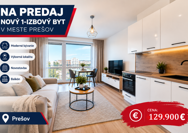 ID-4934 NA PREDAJ NOVÝ 1-izbový byt v meste PREŠOV